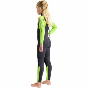 2024 C-Skins Junior Element 3/2mm Back Zip Wetsuit C-EL32STJ - Anthracite / Lime / Multi